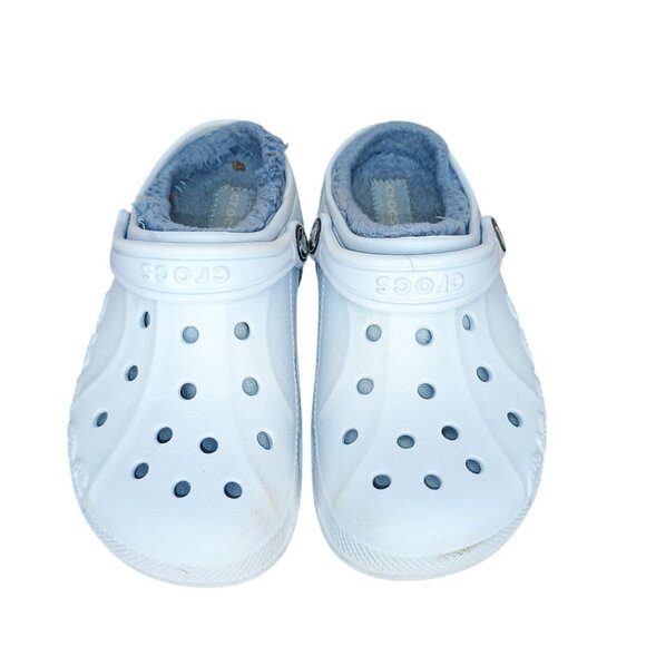 Kids Crocs Classic Clogs J1 light Blue Winter Lined Slip-On Comfortable Shoes - Picture 1 of 7